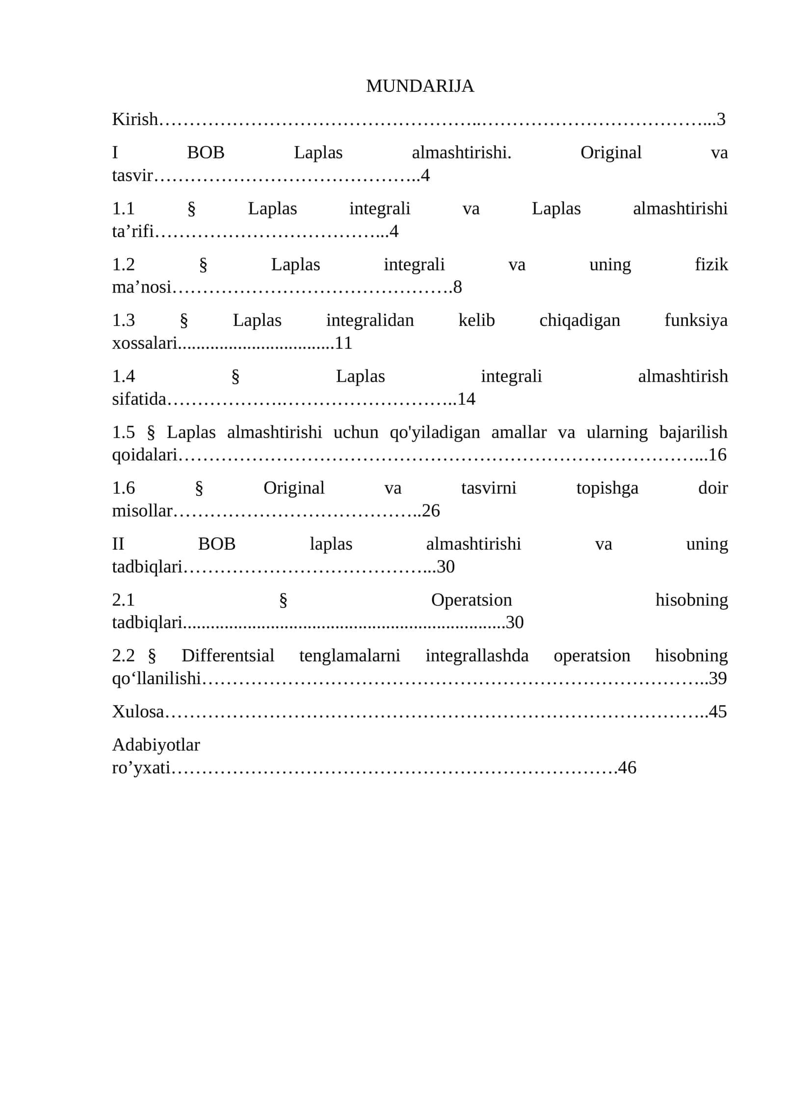 Laplas almashtirishi va uning tadbiqlari 1