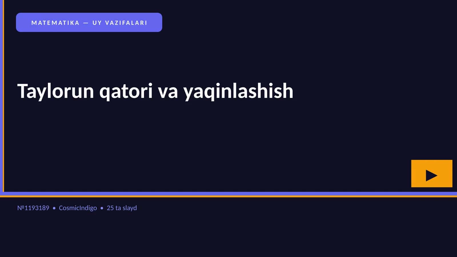 MATEMATIKA — UY VAZIFALARI 1