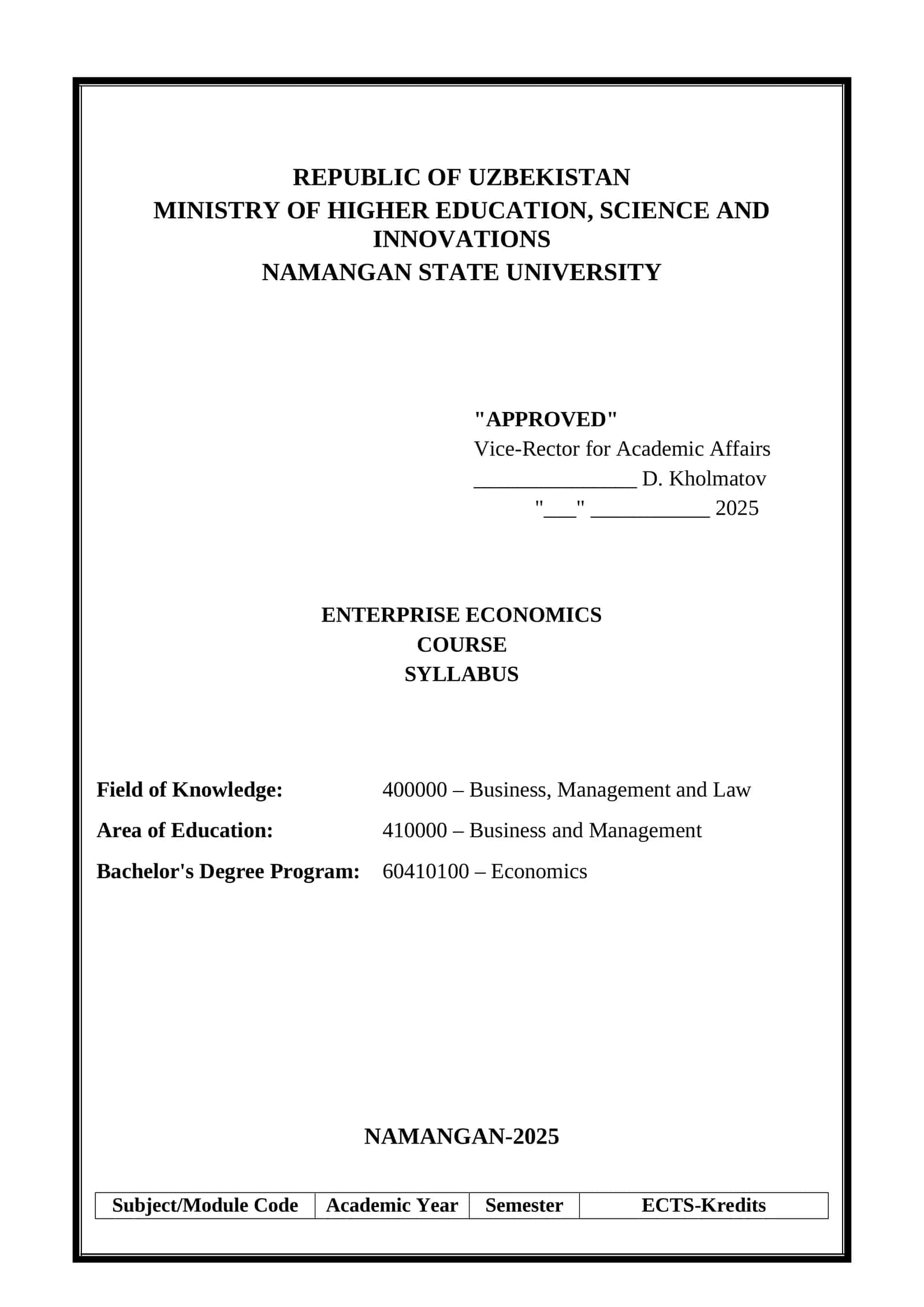 Enterprise Economics 1