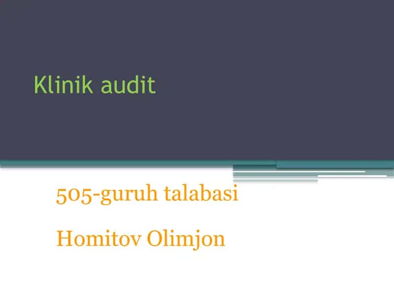 Klinik audit 1