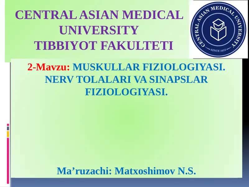 CENTRAL ASIAN MEDICAL UNIVERSITY 1