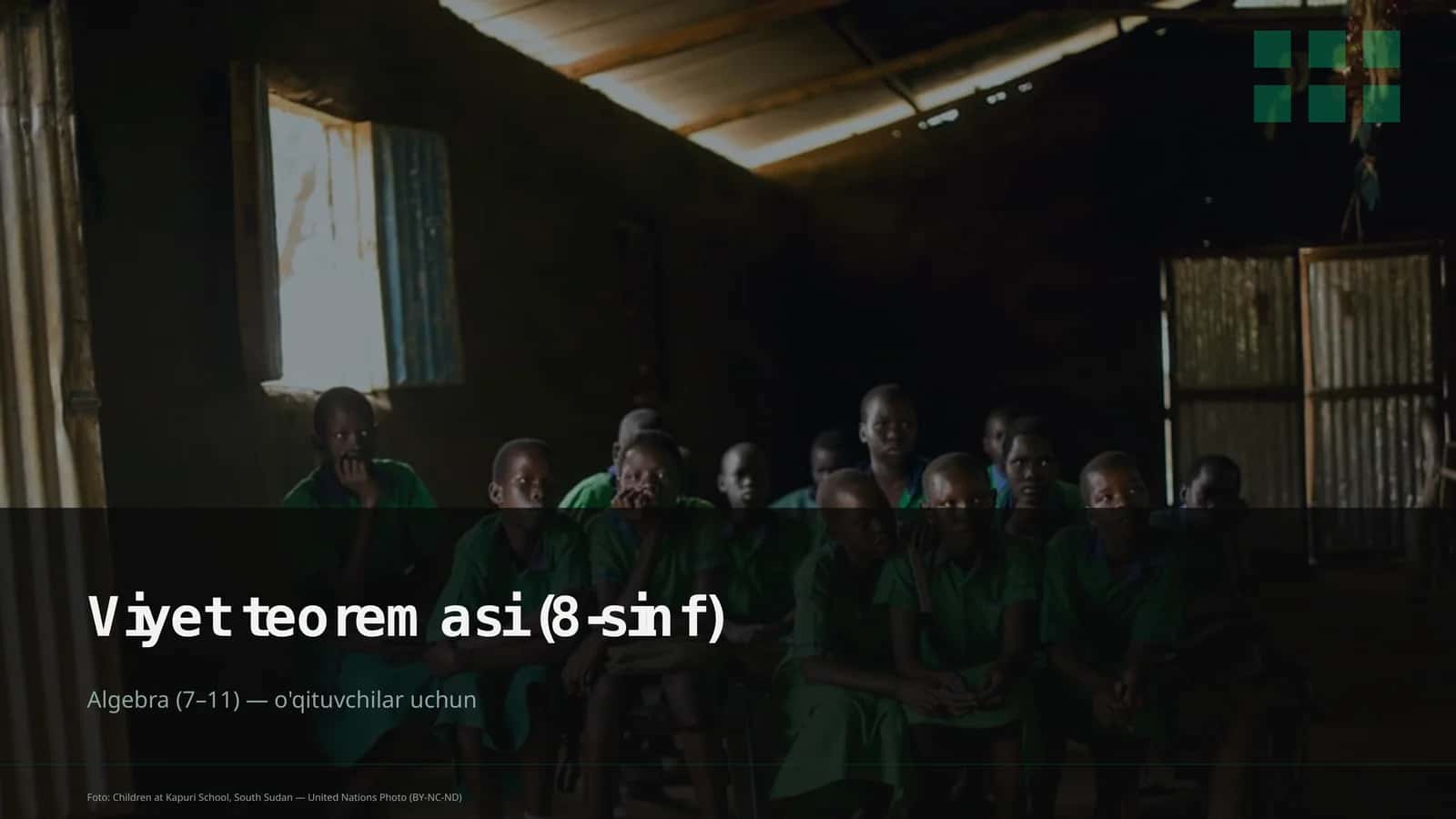 Viyet teoremasi (8-sinf) 1
