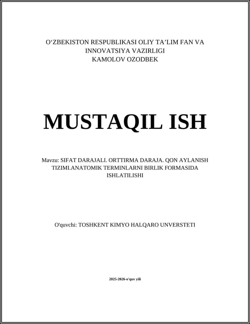 Sifat Darajali va Orttirma Daraja 1