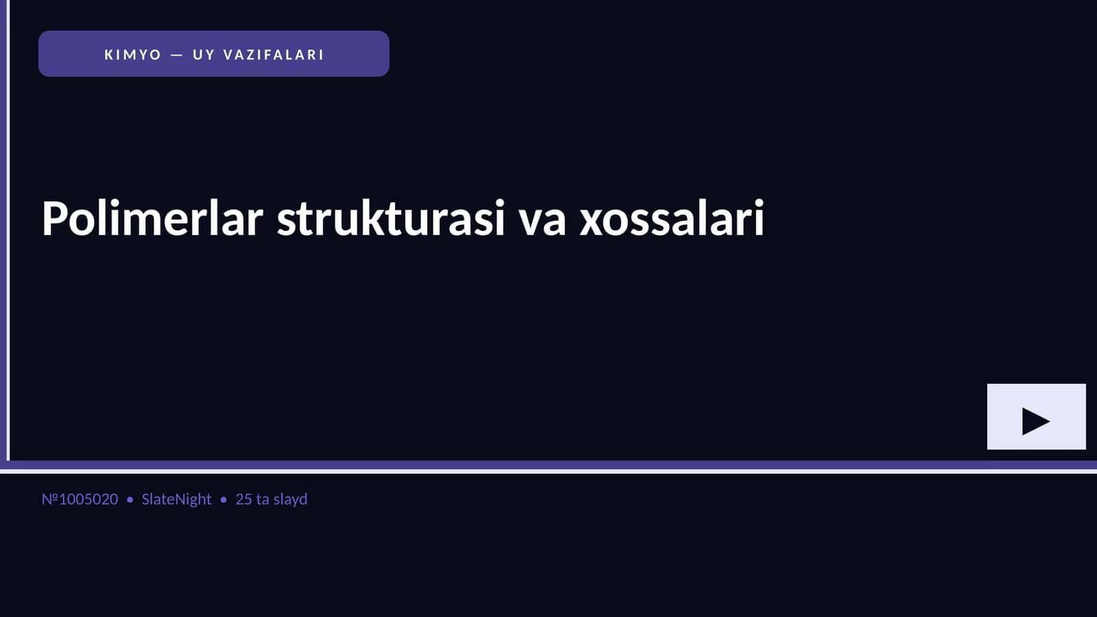Polimerlar strukturasi va xossalari 1