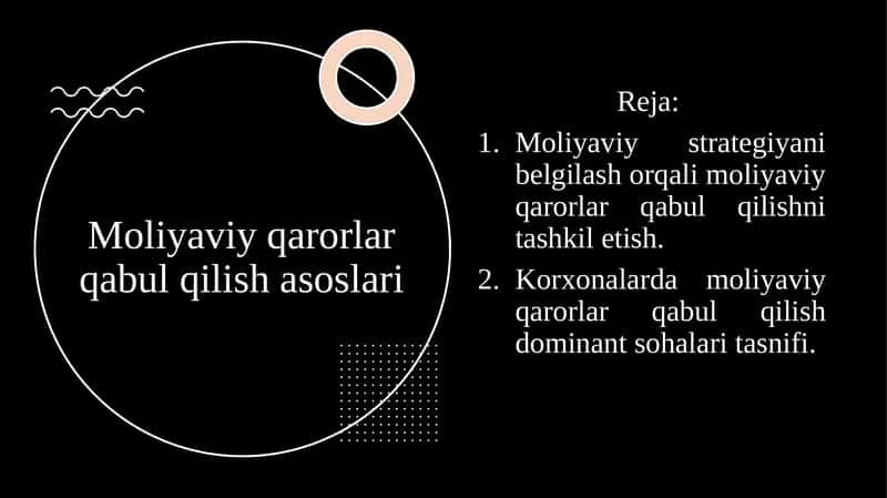 Moliyaviy qarorlar qabul qilish asoslari 1