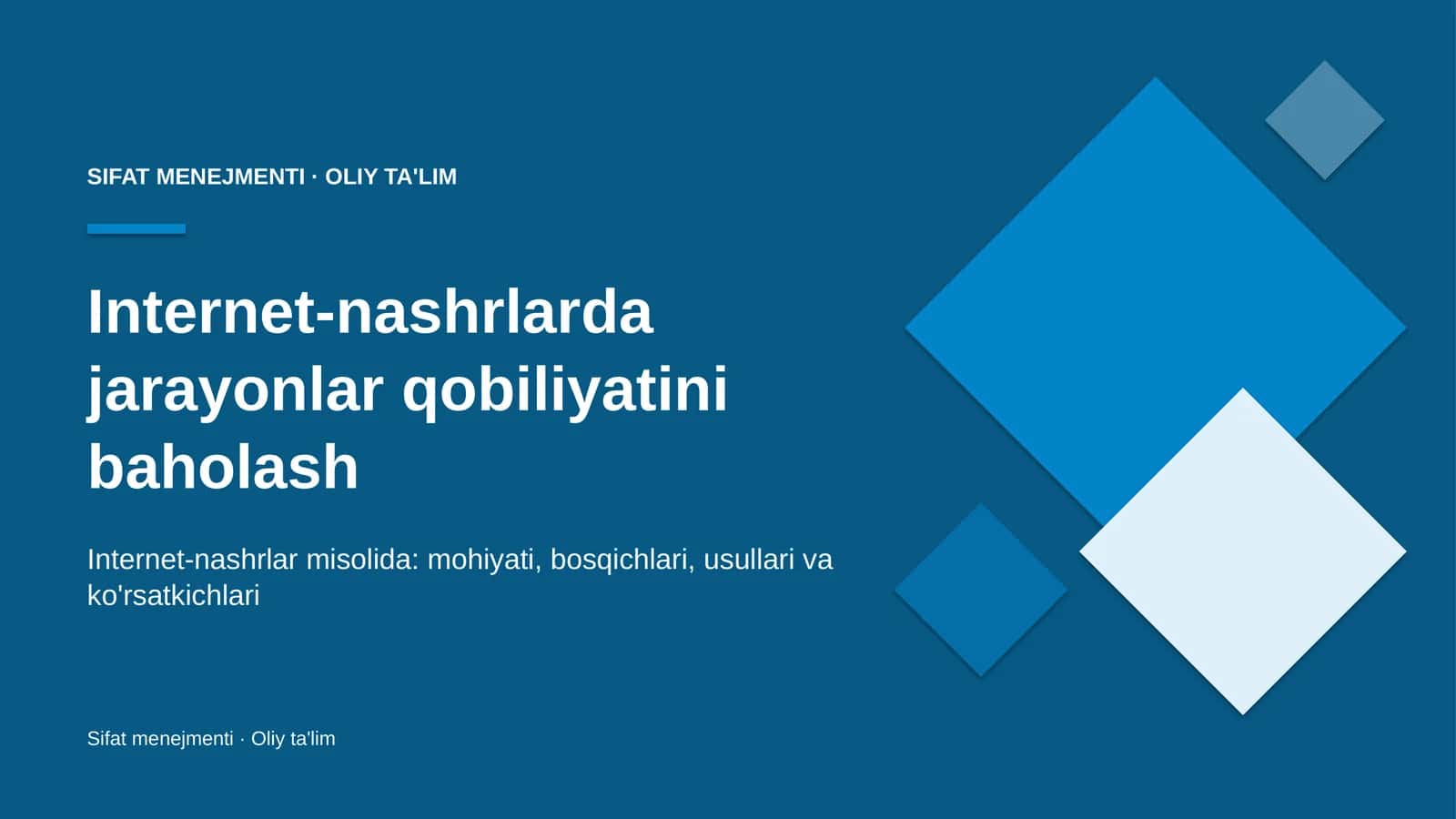 Internet-nashrlarda jarayonlar qobiliyatini baholash 1