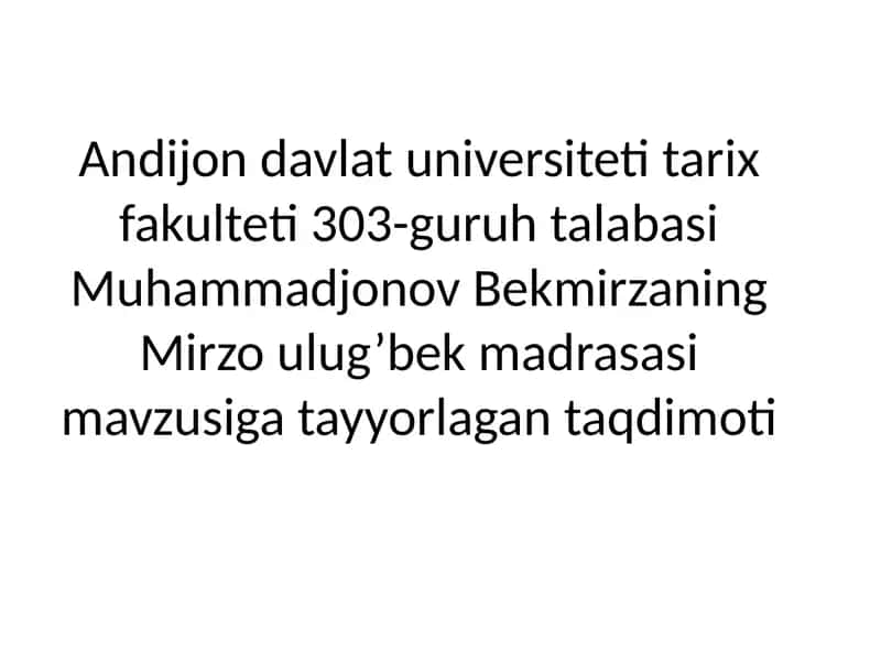 Mirzo ulug'bek madrasasi 1