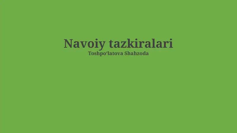 Navoiy tazkiralari 1