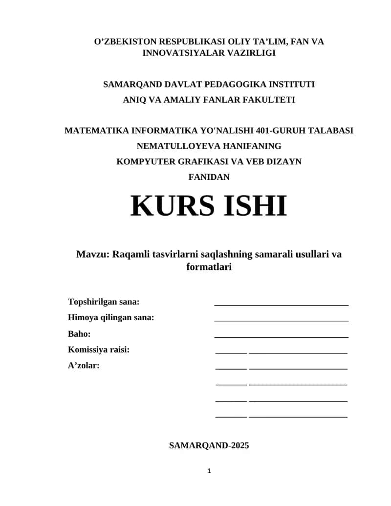Raqamli tasvirlarni saqlashning samarali usullari va formatlari 1