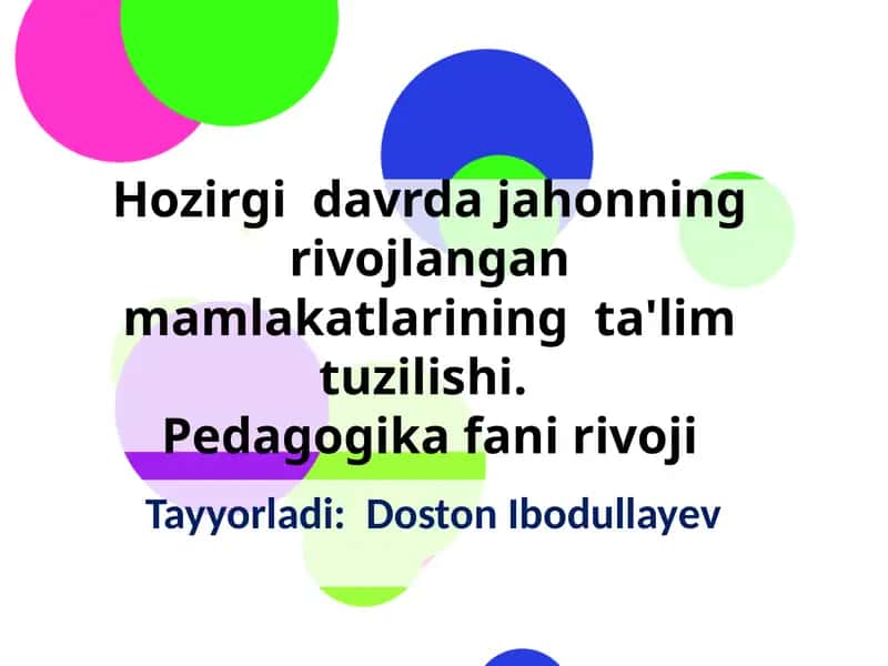 Pedagogika fanining rivoji 1