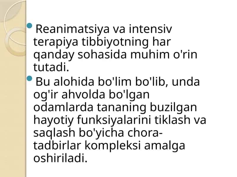 Reanimatsiyava intensiv terapiya 1