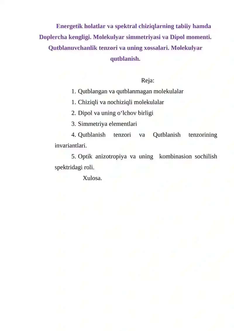 Energetik holatlar va spektral chiziqlar