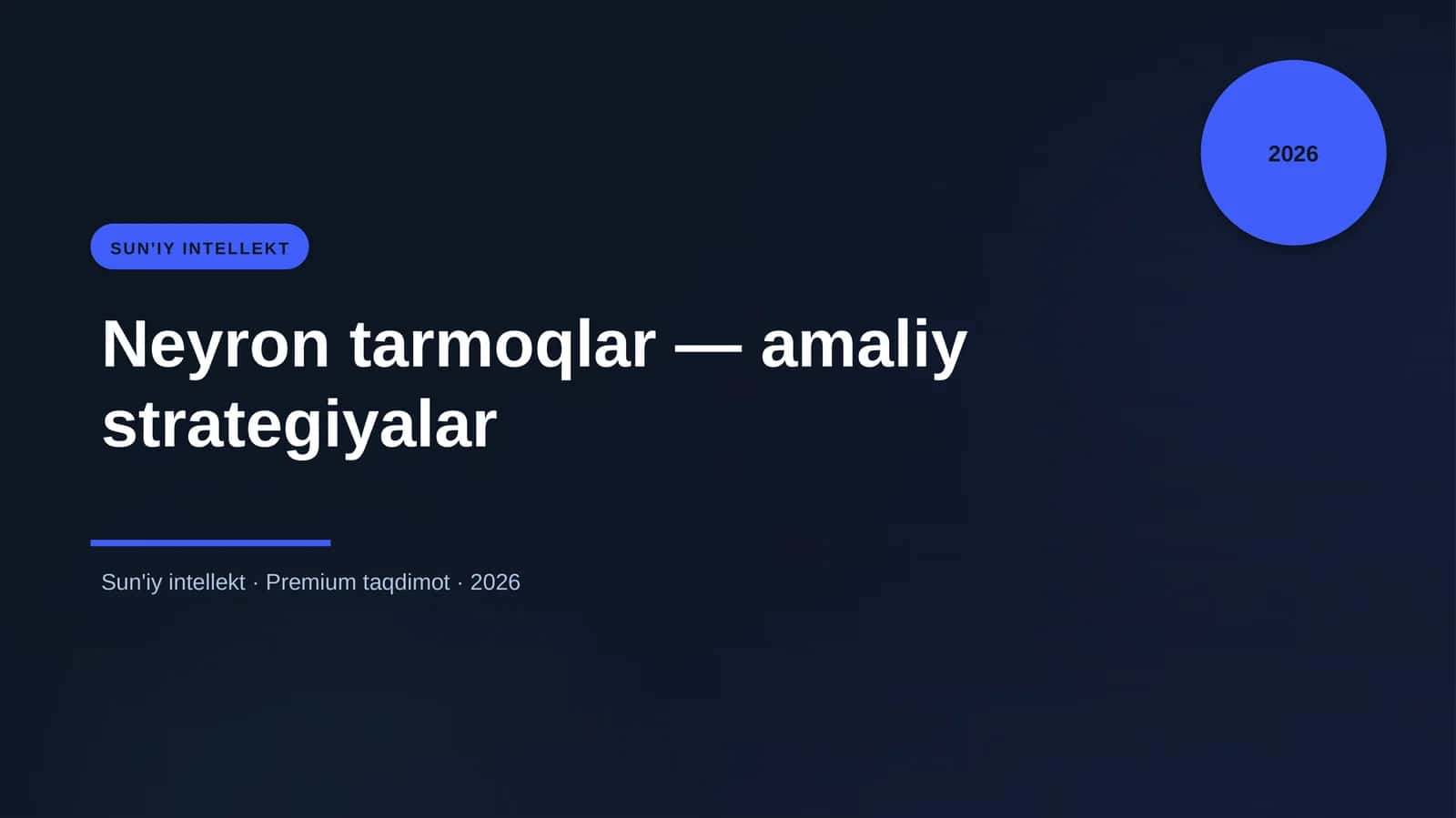 Neyron tarmoqlar — amaliy strategiyalar 1