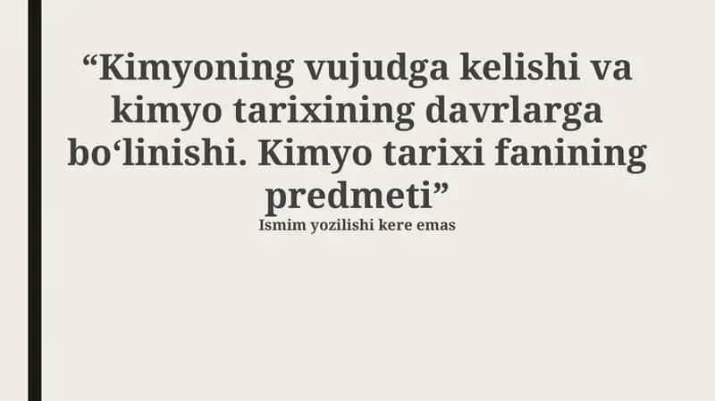 Kimyo tarixi 1