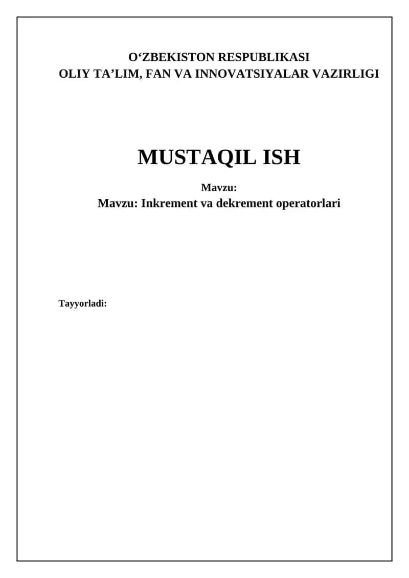 Increment va dekrement operatorlari 1