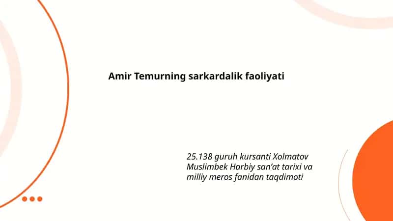 Amir Temurning sarkardalik faoliyati 1
