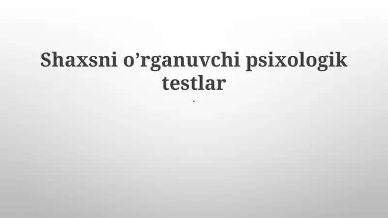 Shaxsiyat Testlari 1