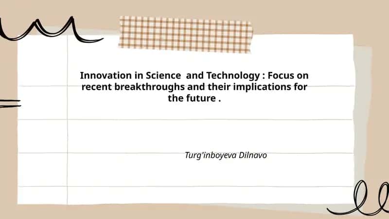 Innovation in Science and Technology 1