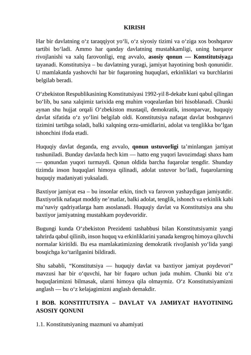 O‘zbekiston Konstitutsiyasi 1