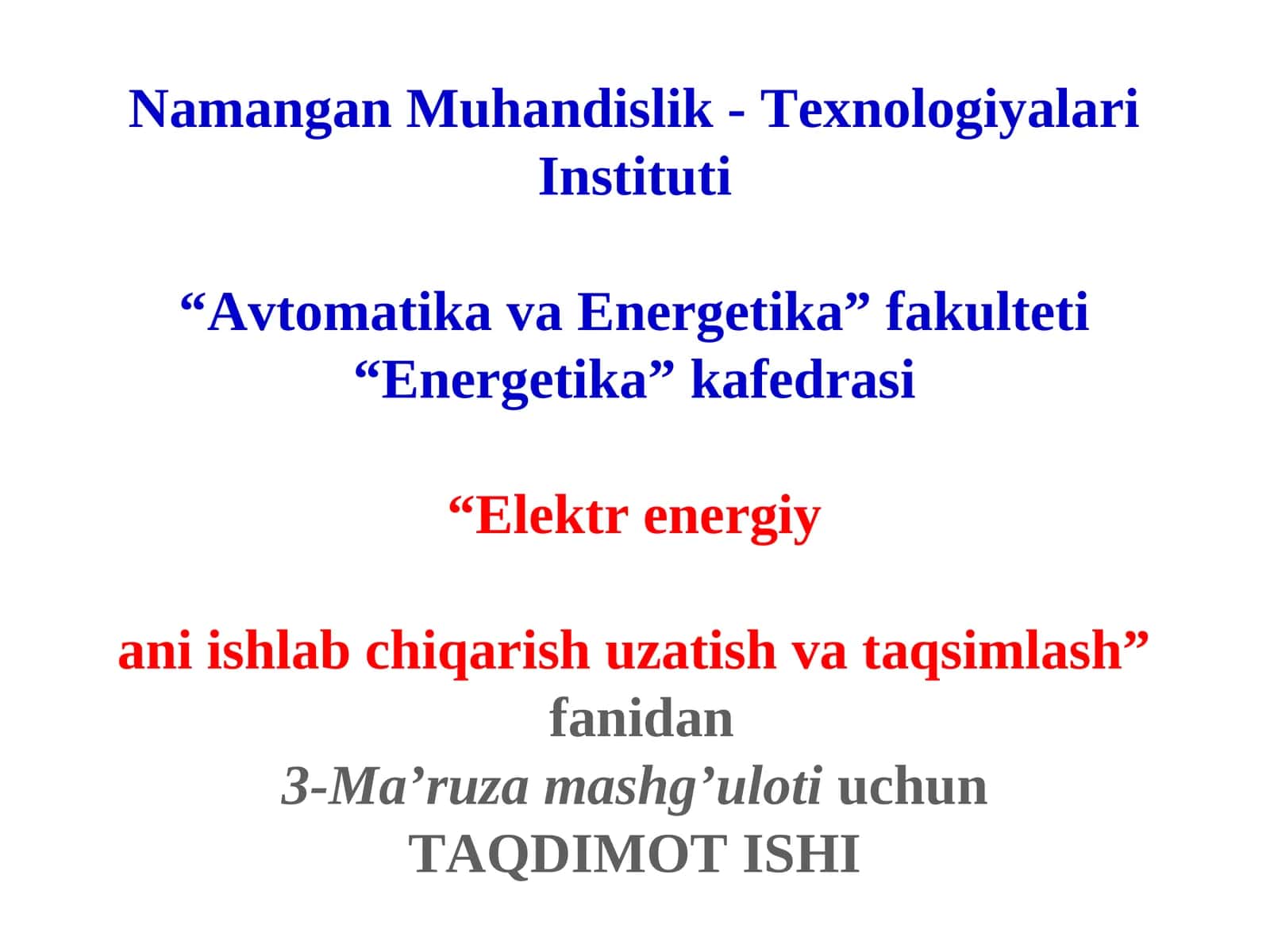 Atom elektr stantsiyalarida eletr energiya ishlab chiqarish 1