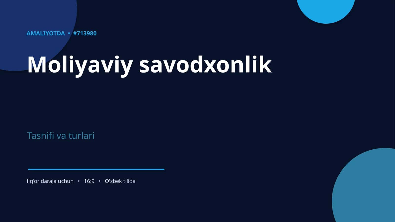 Moliyaviy savodxonlik 1