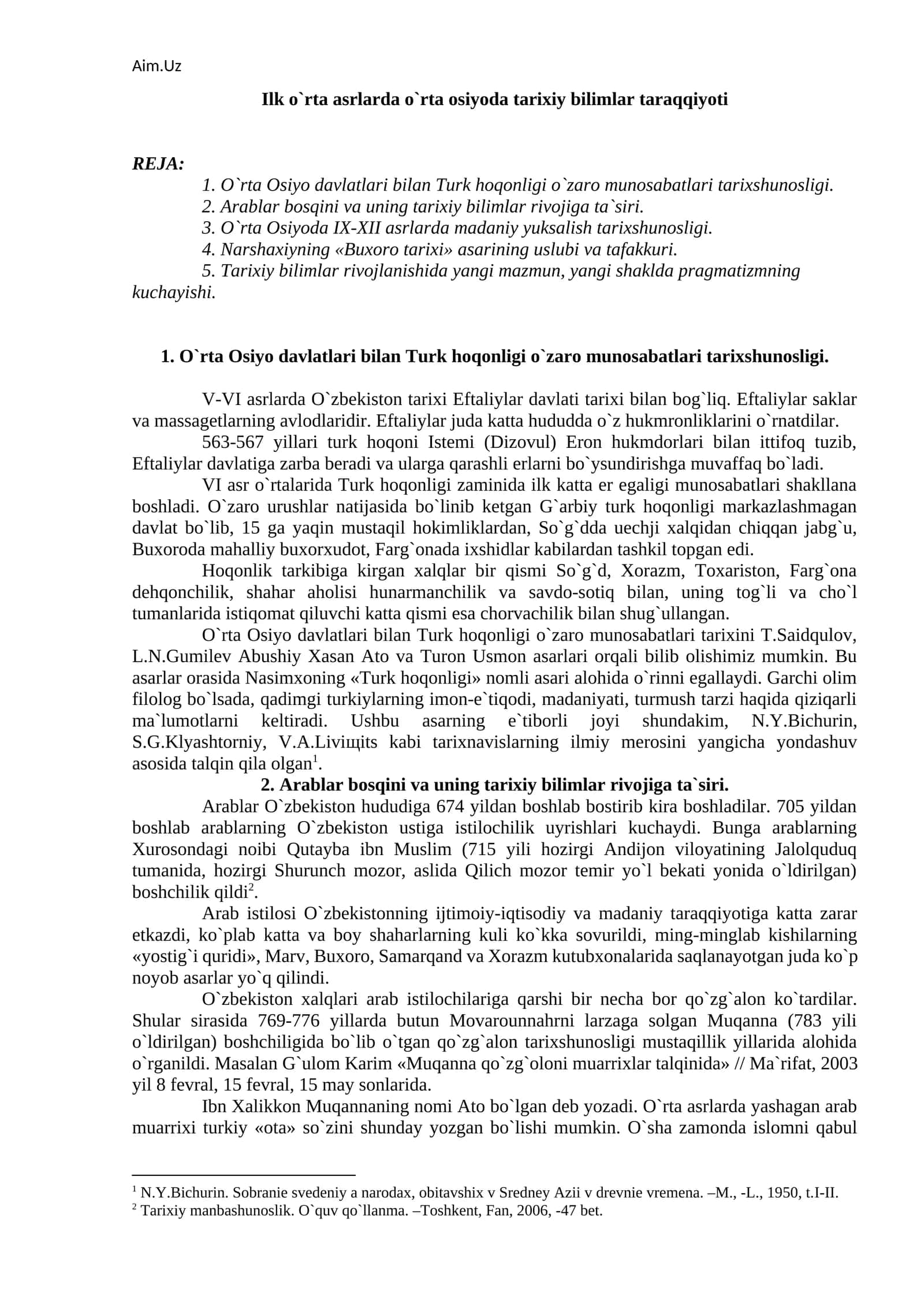 O`rta Osiyoda Tarixiy Bilimlar 1