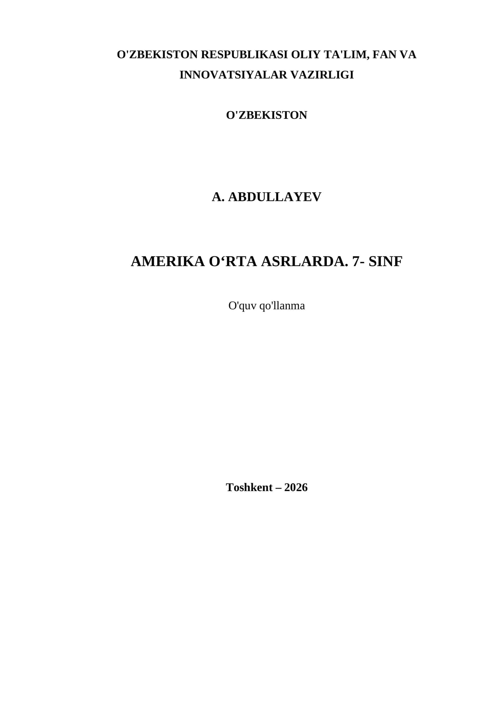 AMERIKA O‘RTA ASRLARDA. 7- SINF 1