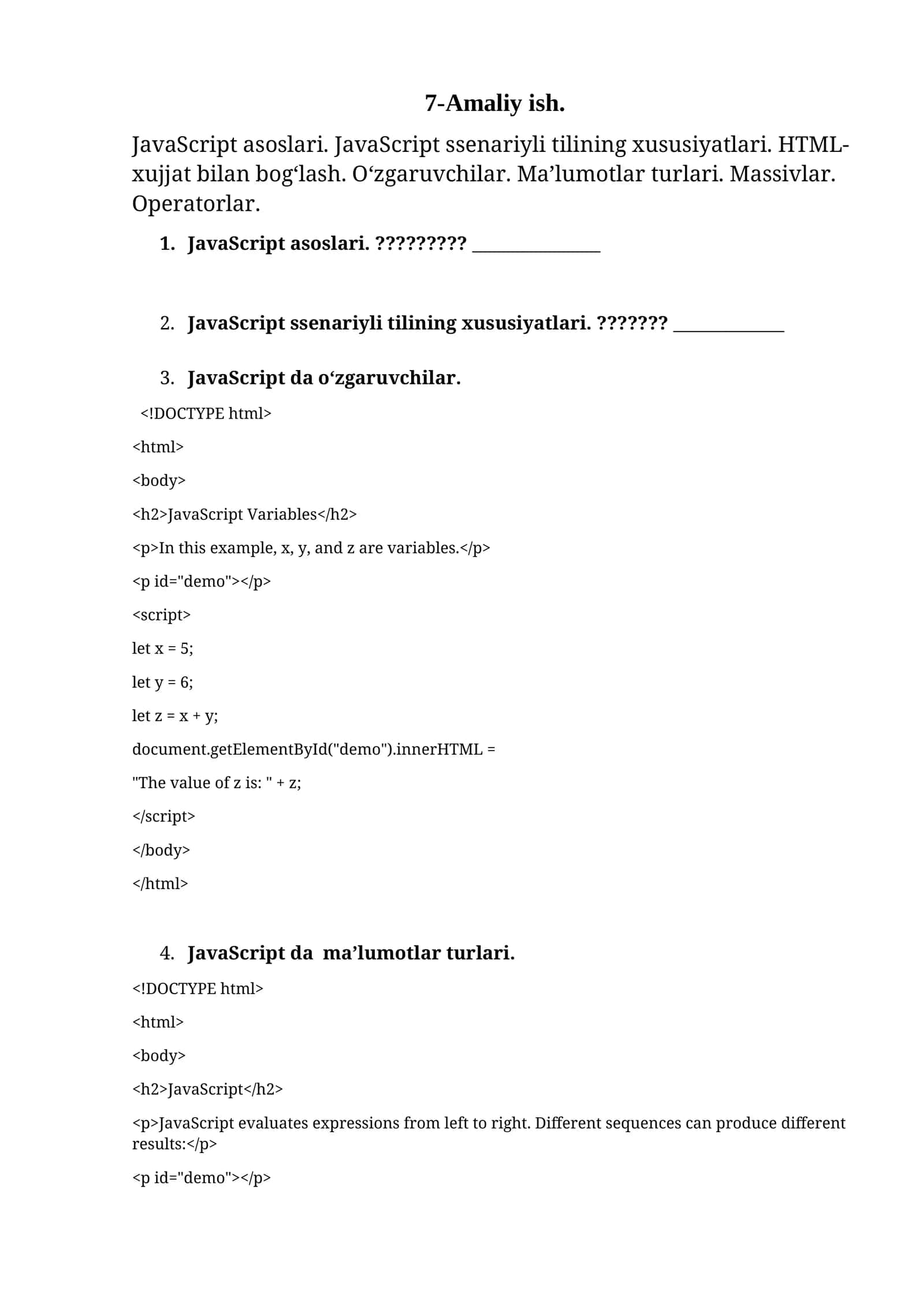JavaScript asoslari 1