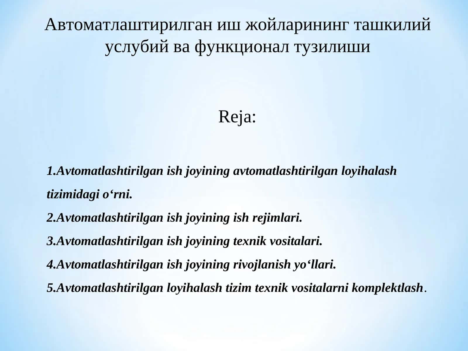 Avtomatlashtirilgan ish joyi 1