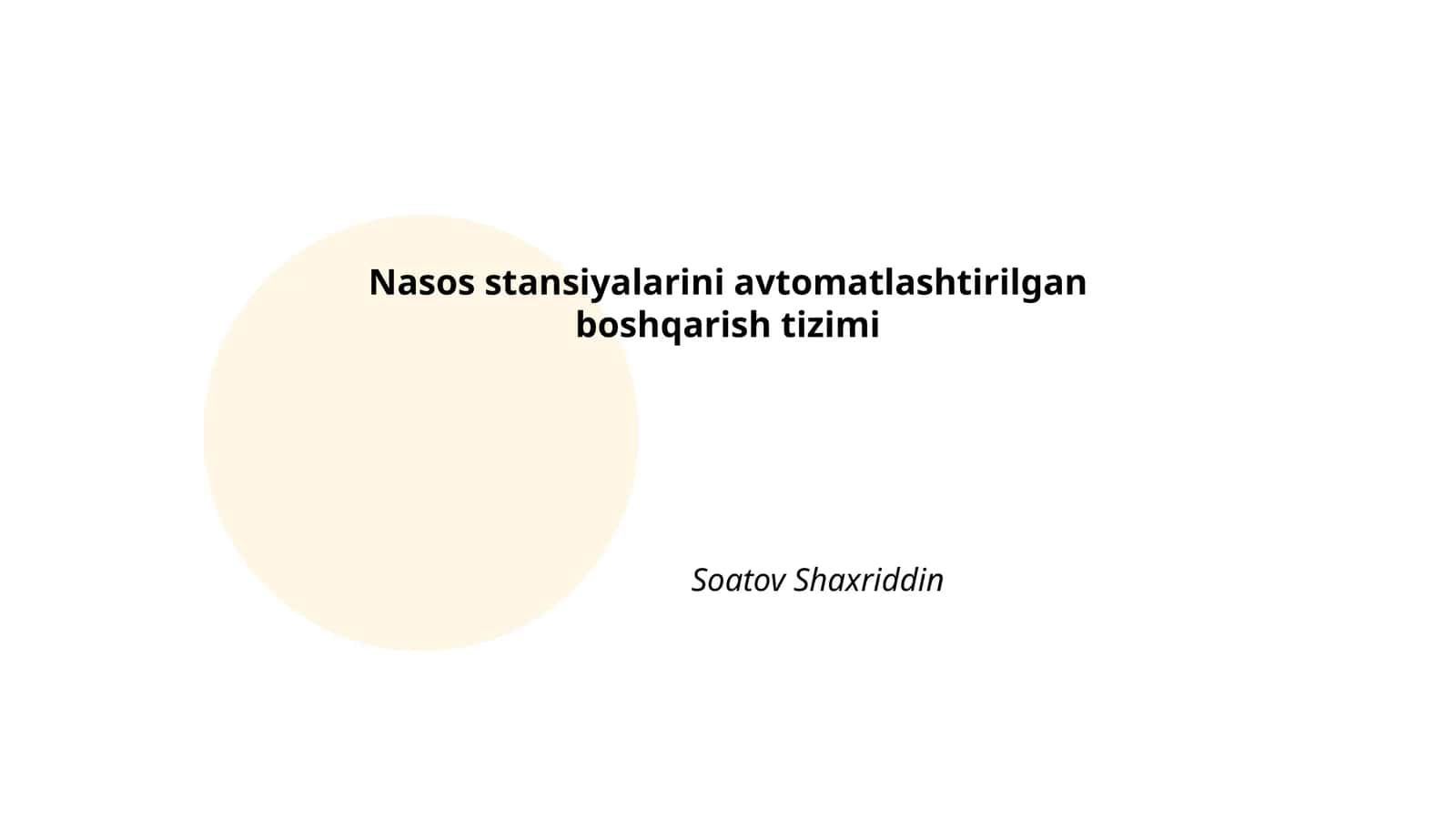 Nasos stansiyalarini avtomatlashtirilgan boshqarish tizimi 1
