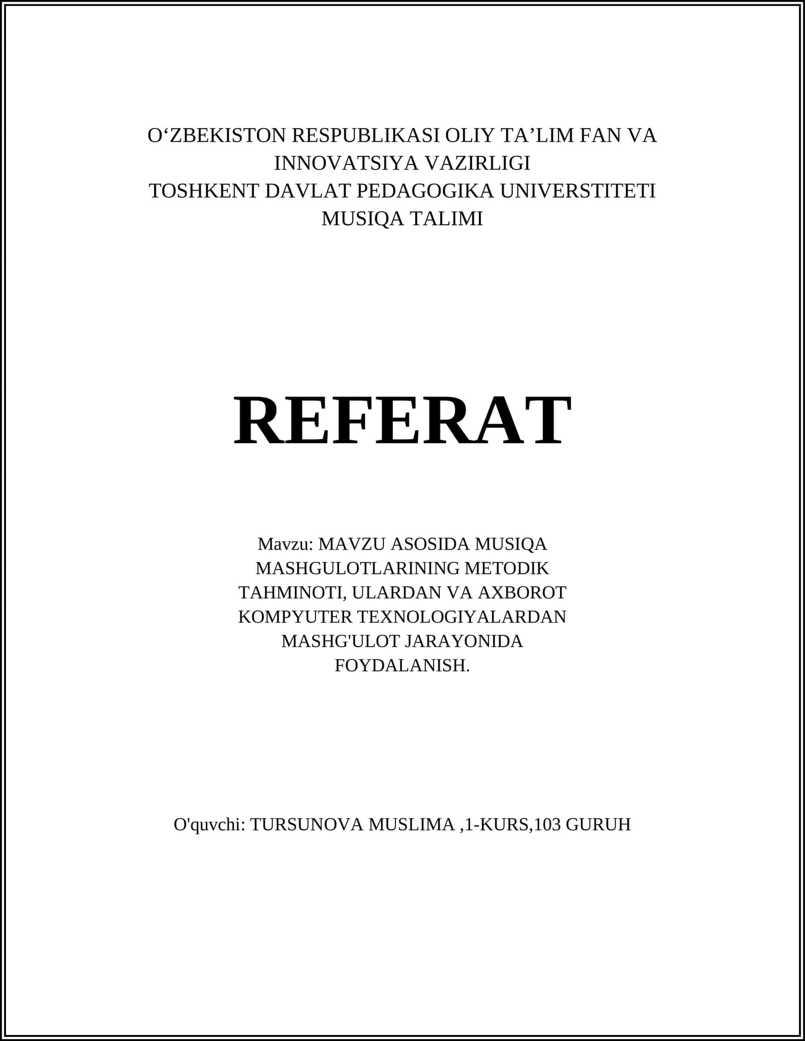 MUSIQA TALIMI 1
