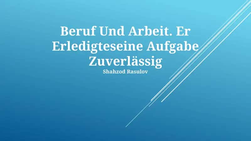 Beruf Und Arbeit 1