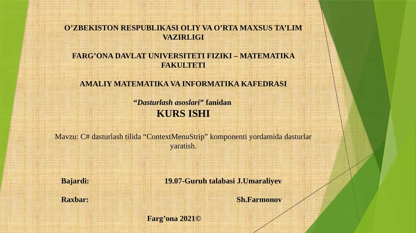 [C#dasturlashtilida“ContextMenuStrip”komponentiyordamidadasturlaryaratish.] 1