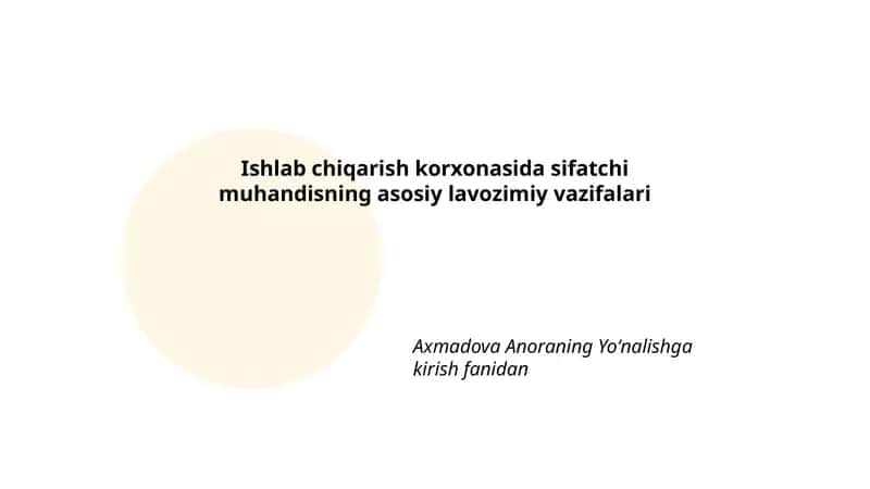 Sifat nazorati jarayonlari 1