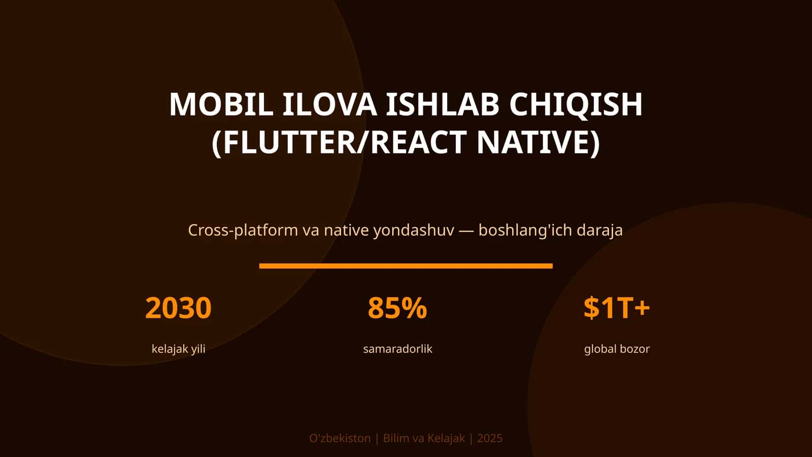Mobil ilova ishlab chiqish (Flutter/React Native) 1