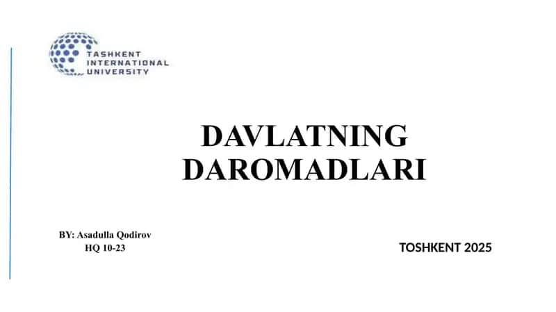 DAVLATNING DAROMADLARI 1