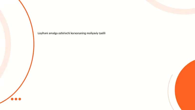 Loyihani amalga oshirivchi korxonaning moliyaviy taxlili 1