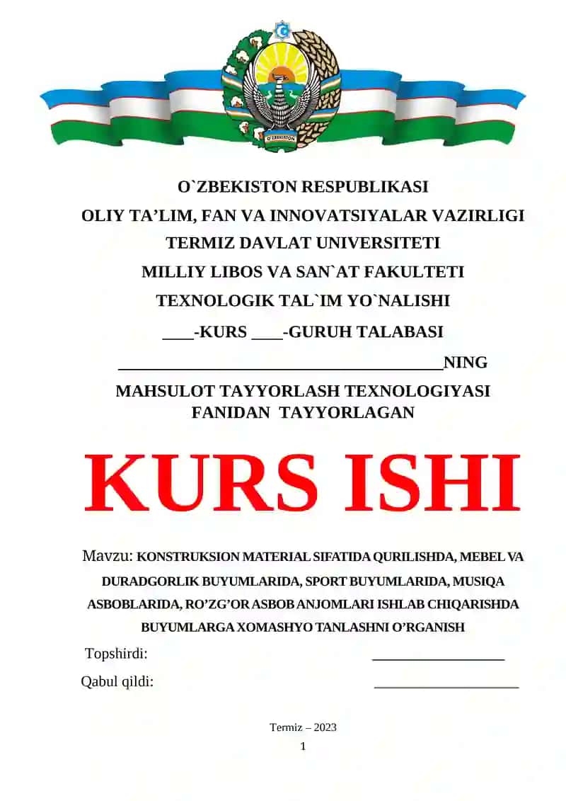 MAHSULOT TAYYORLASH TEXNOLOGIYASI FANI