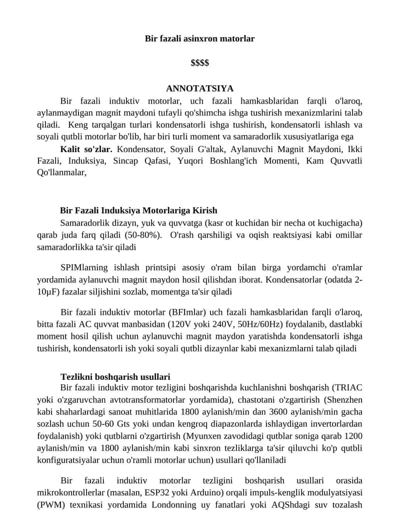 Bir fazali asinxron matorlar 1