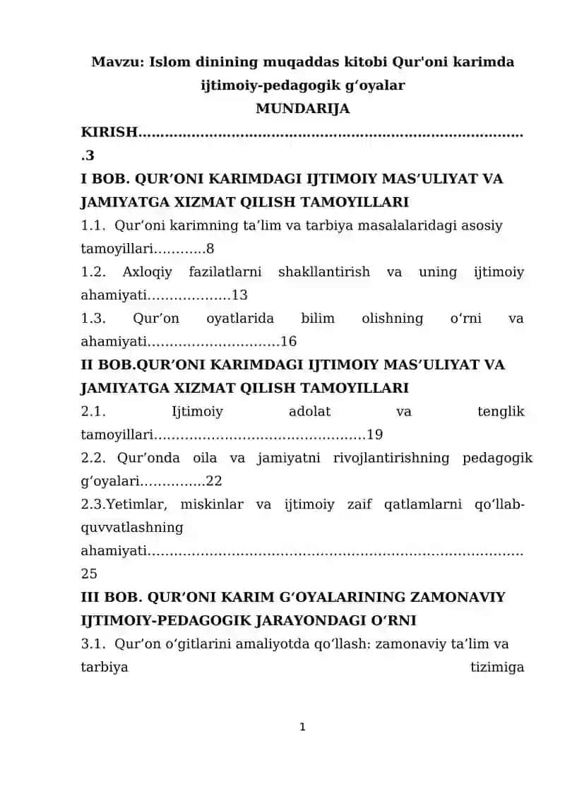 Islom dinining muqaddas kitobi Qur'oni karimda ijtimoiy-pedagogik g‘oyalar
