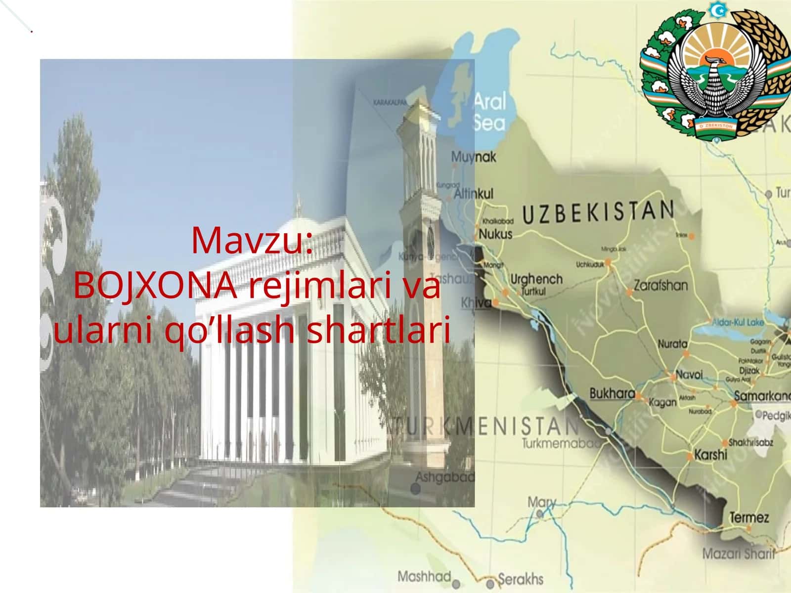 BOJXONA rejimlari va ularni qo’llash shartlari 1
