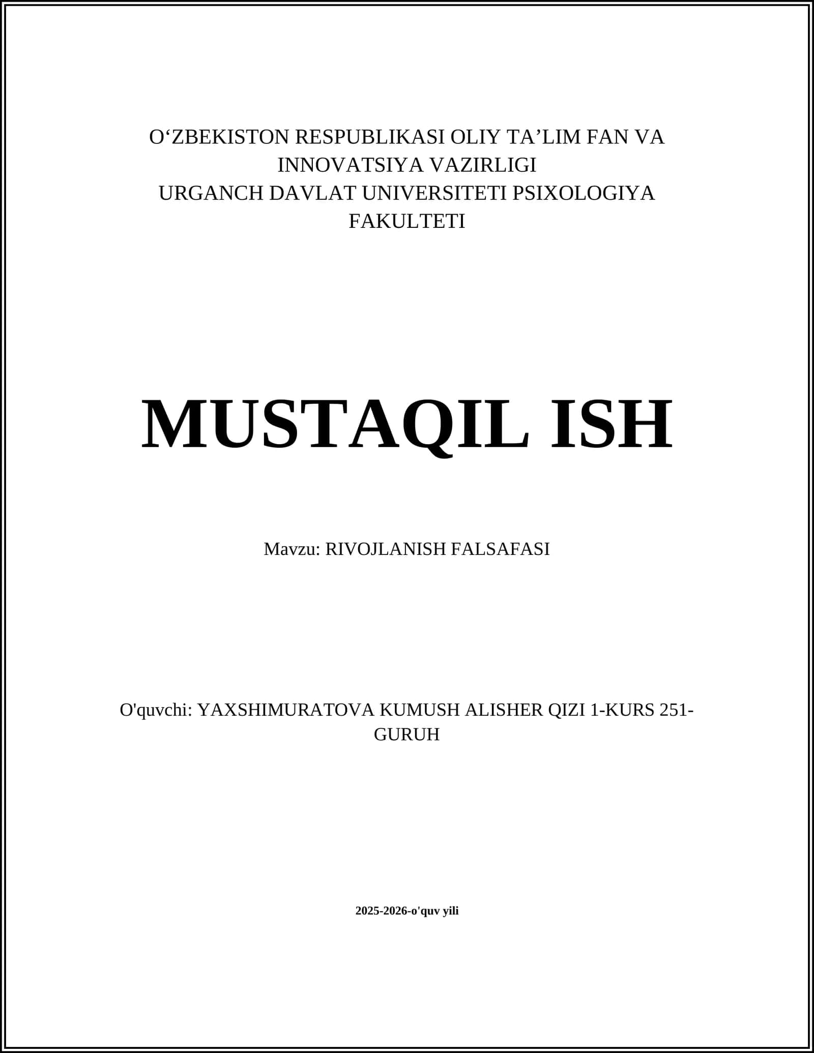 Rivojlanish Falsafasi 1