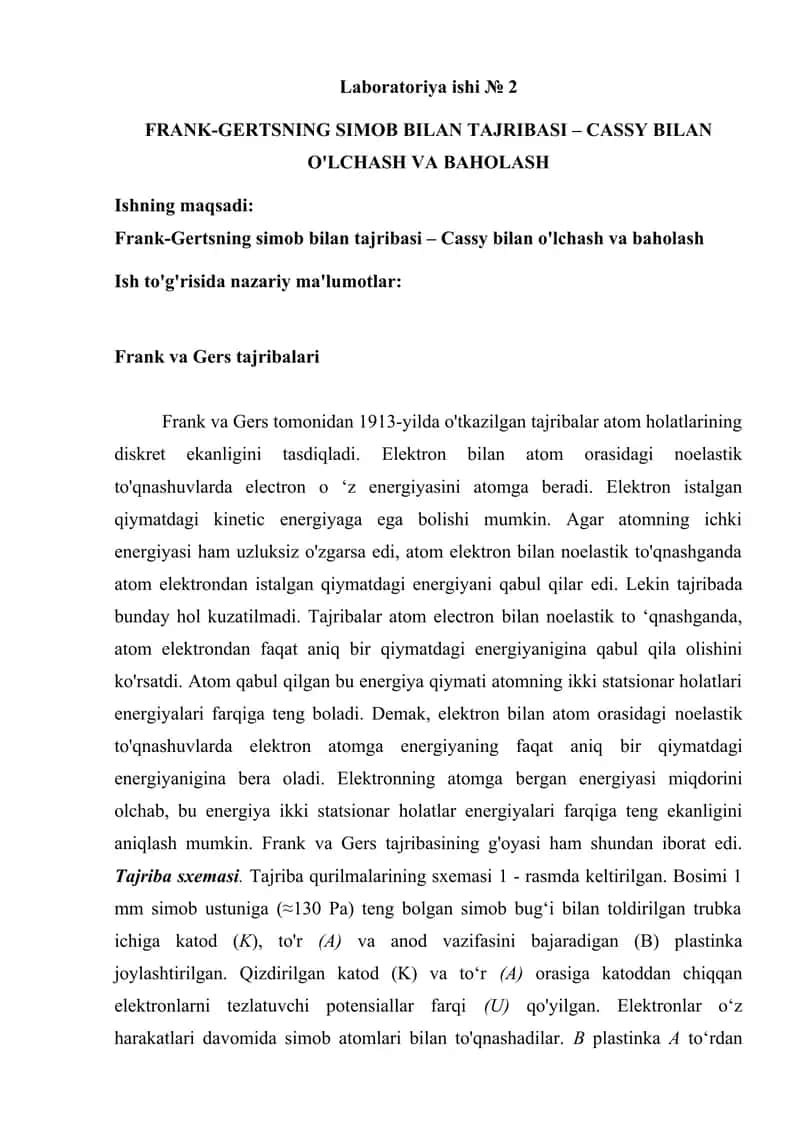 Frank-Gerts simob tajribasi 1