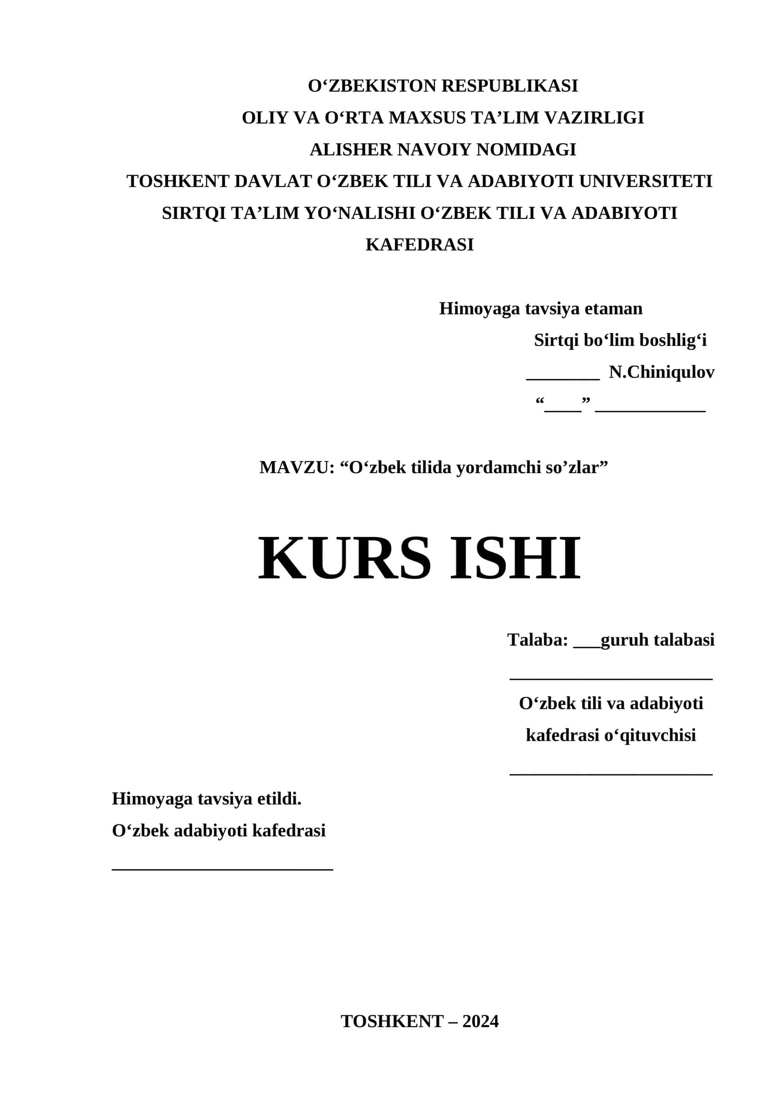 O'zbek tilida yordamchi so'zlar 1