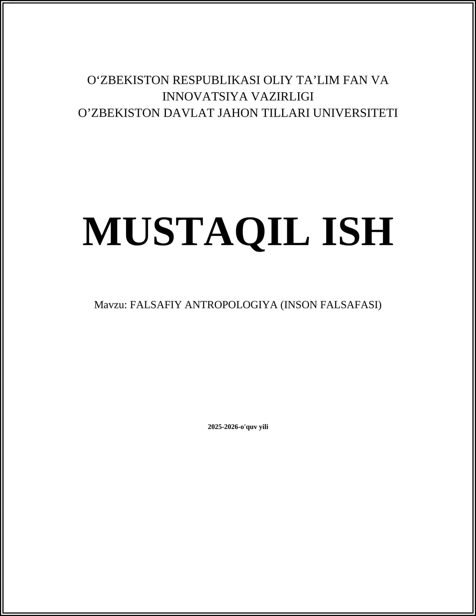 FALSAFIY ANTROPOLOGIYA (INSON FALSAFASI) 1