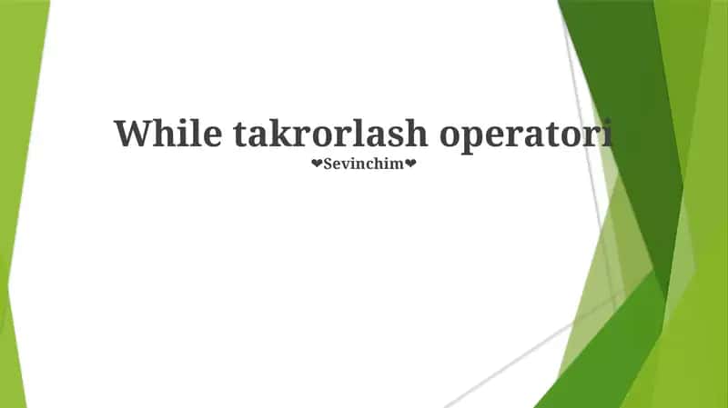 While takrorlash operatori 1