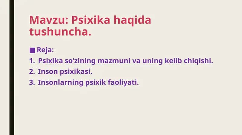 Psixika  vabir qancha mavzular 1