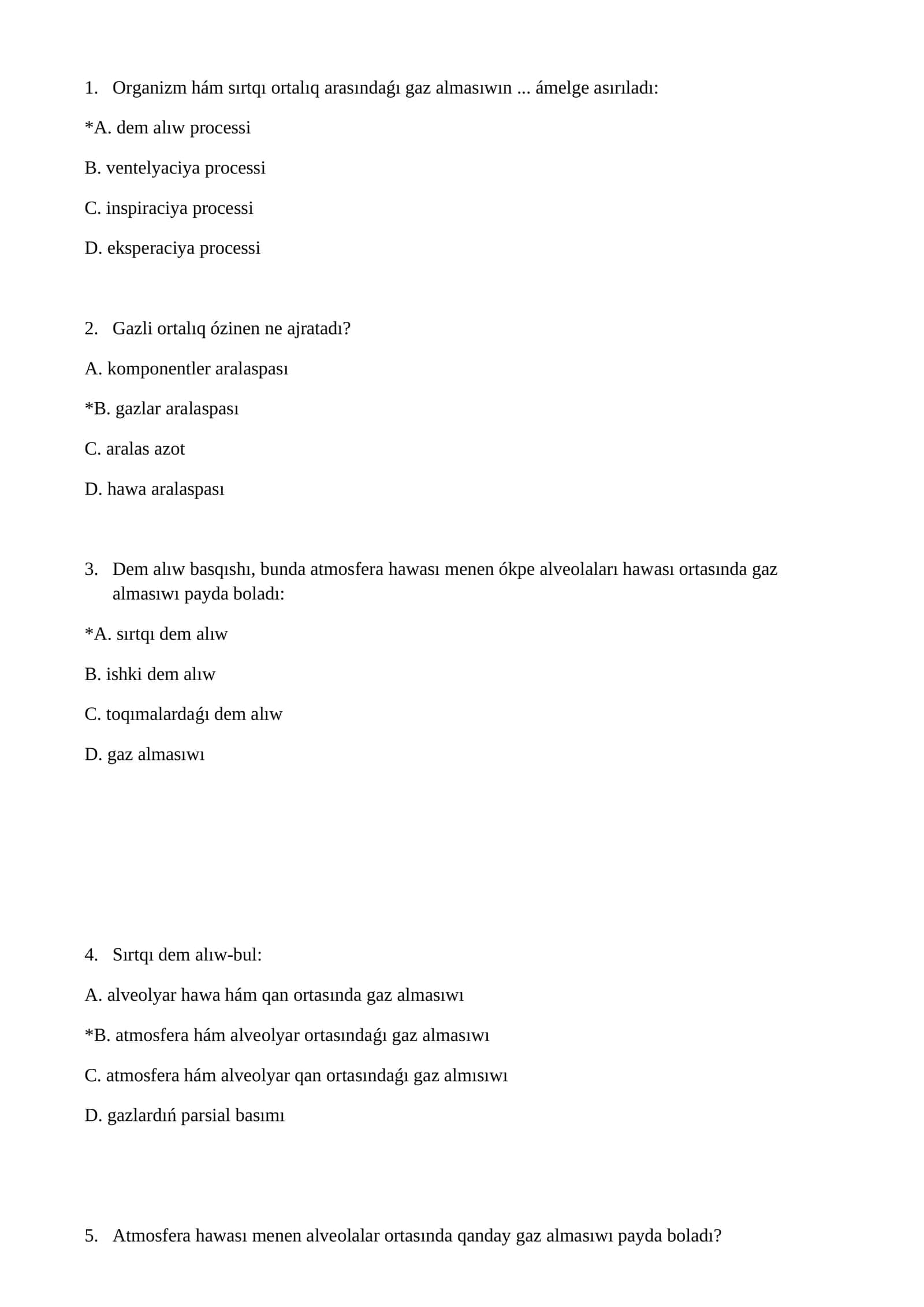 Respiratory System Quizzes 1