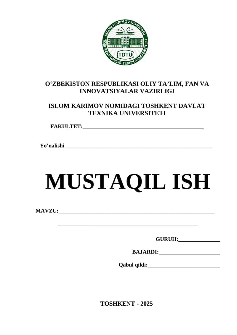 MUSTAQIL ISH TITUL BETI 1