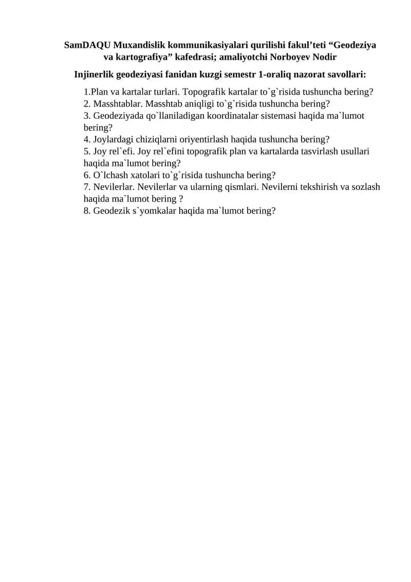 Geodeziya va kartografiya 1